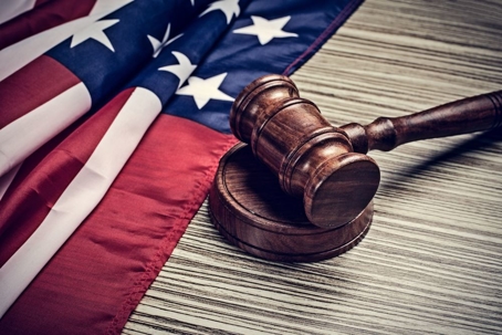 Gavel next to American flag